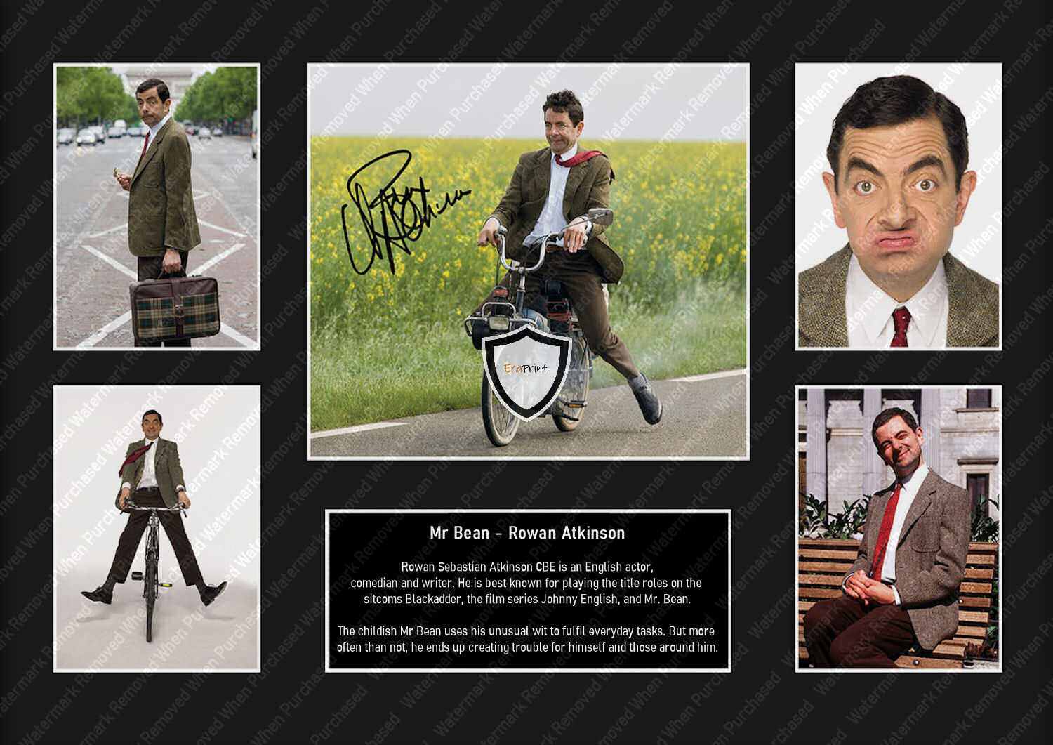 Mr Bean Tv Sitcom Rowan Atkinson Signed A4 Design Downloadable