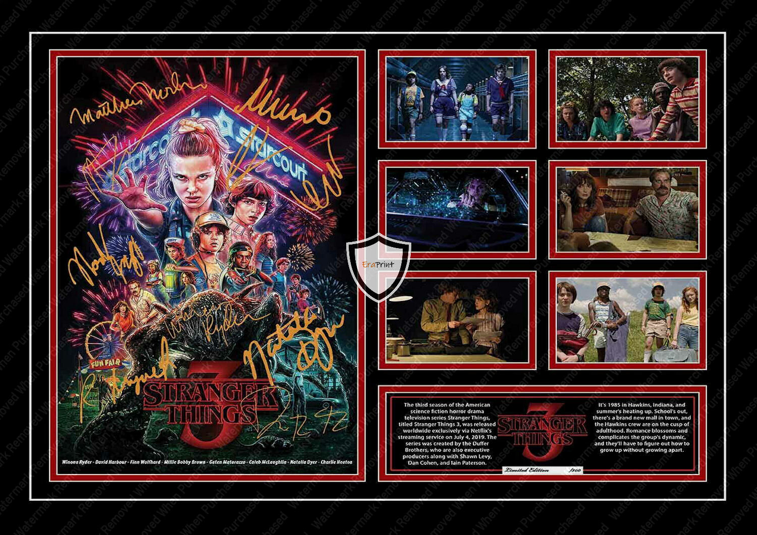 Stranger Things 3 Netflix TV Series Limited Edition Art Signed A4 Picture