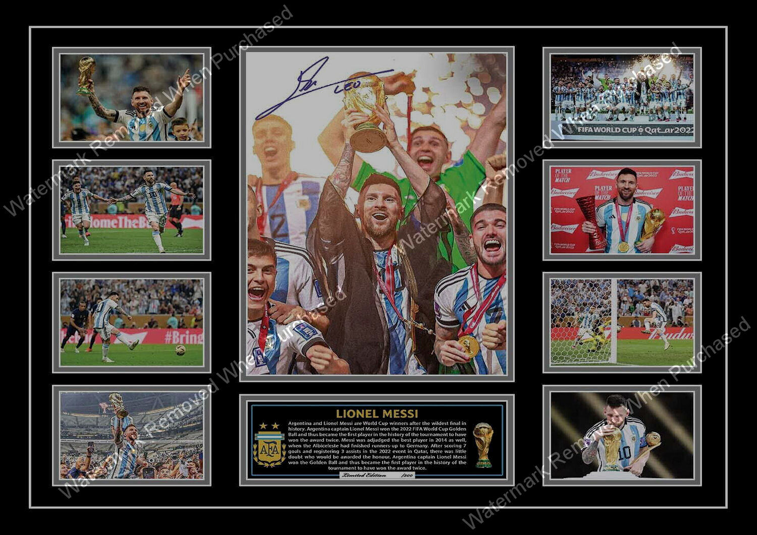 Argentina 2022 World Cup Champions Lionel Messi Signed Print Self Print Download