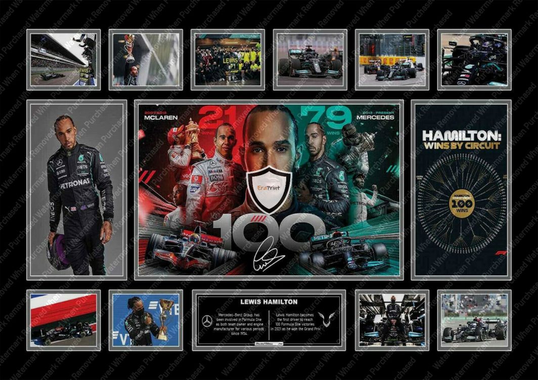 Lewis Hamilton 100 Wins F1 Signed A4 Photo Print JPG Instant Download Available