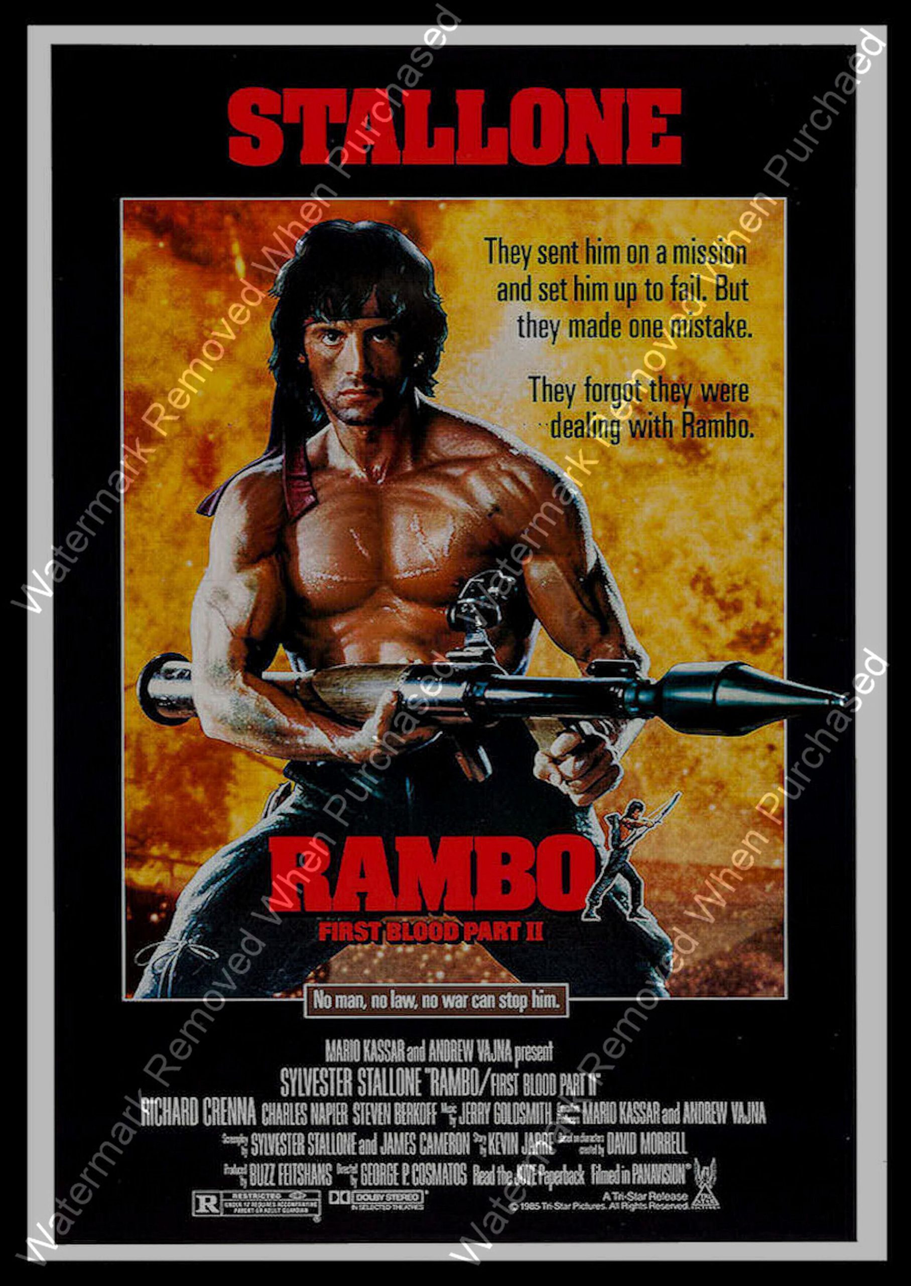 Rambo: First Blood Part II (1985) Movie Poster A4 A3 Photo Downloadable