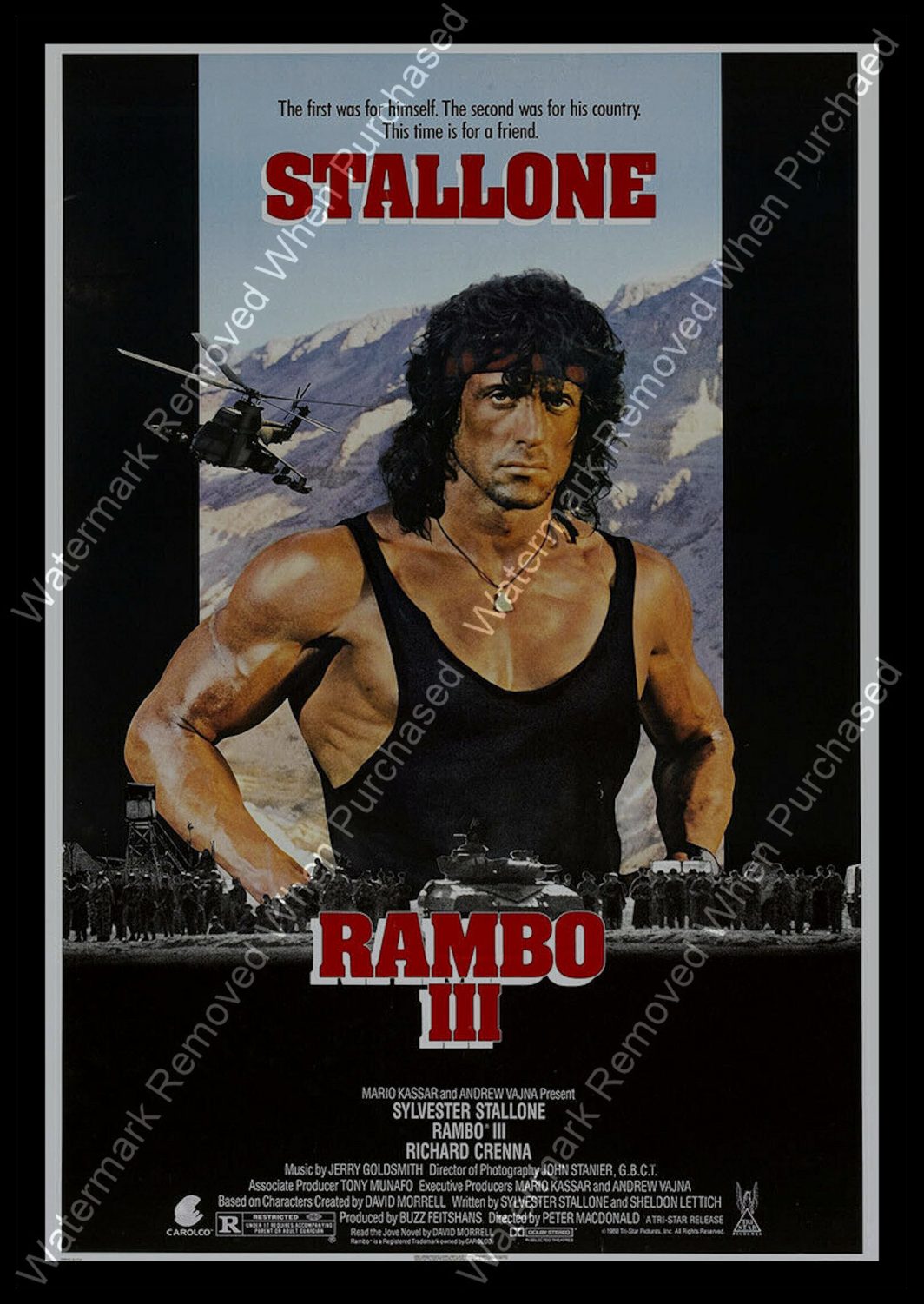 Rambo III (1988) Movie Poster jpg Instant Delivery A4 A3 Photo