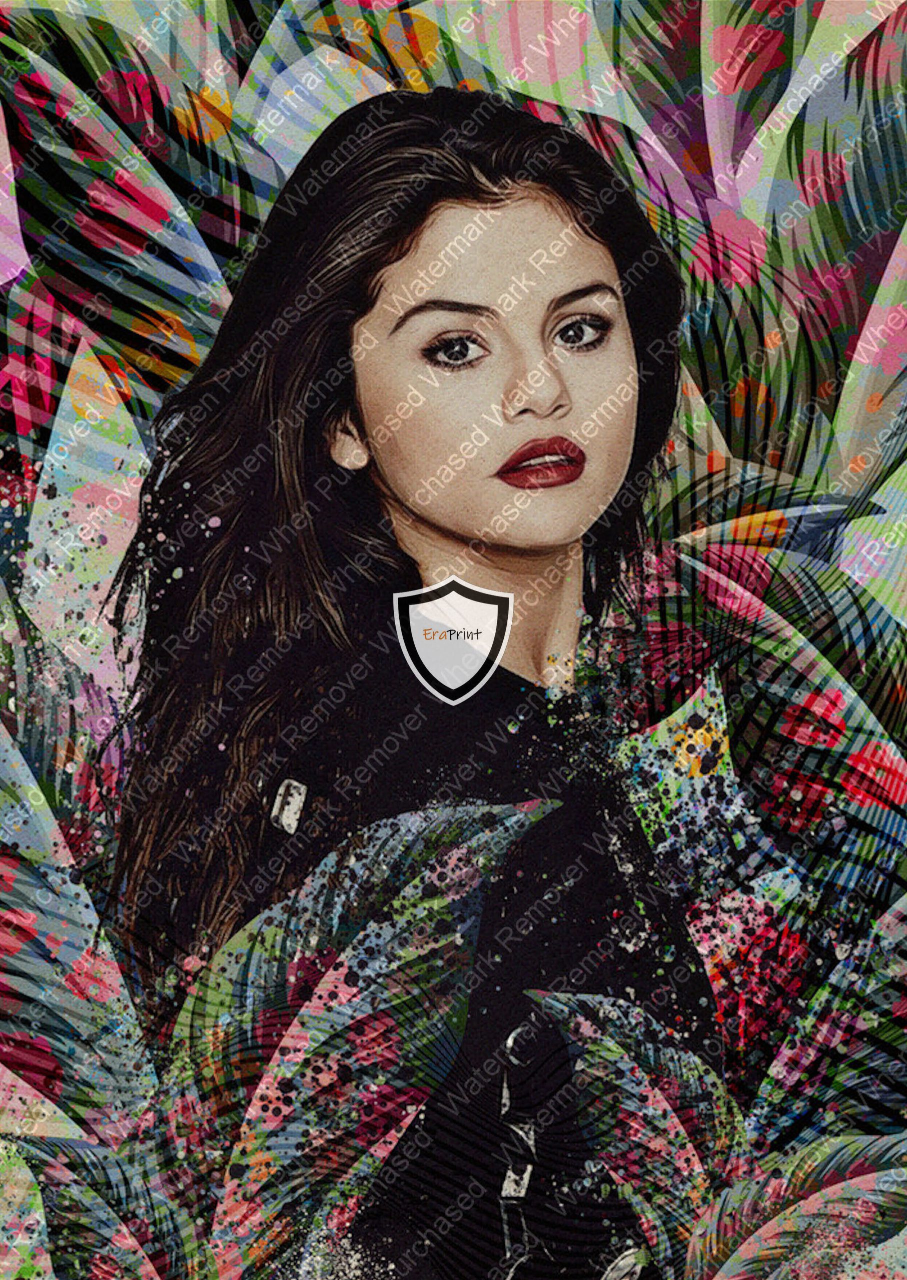 Selena Gomez Botanical Splatter Wall Art Print A4 A3 Photo jpg Download