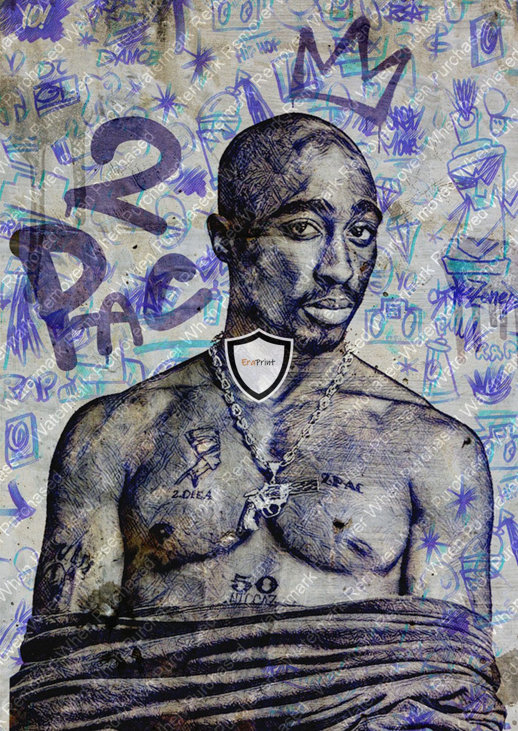 Tupac Shakur Poster Urban Graffiti A4 A3 Photo jpg Download