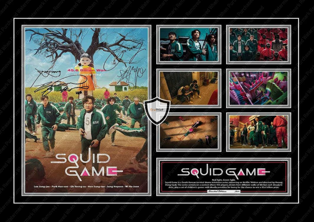 Squid Game Netflix TV Series Limited Edition Signed A4 Reprint jpg Download