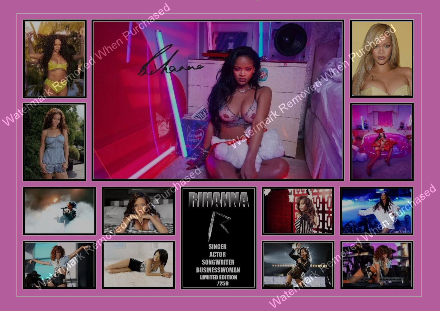 Rihanna Signed A4 Photo Print Instant Self Print Jpeg Download