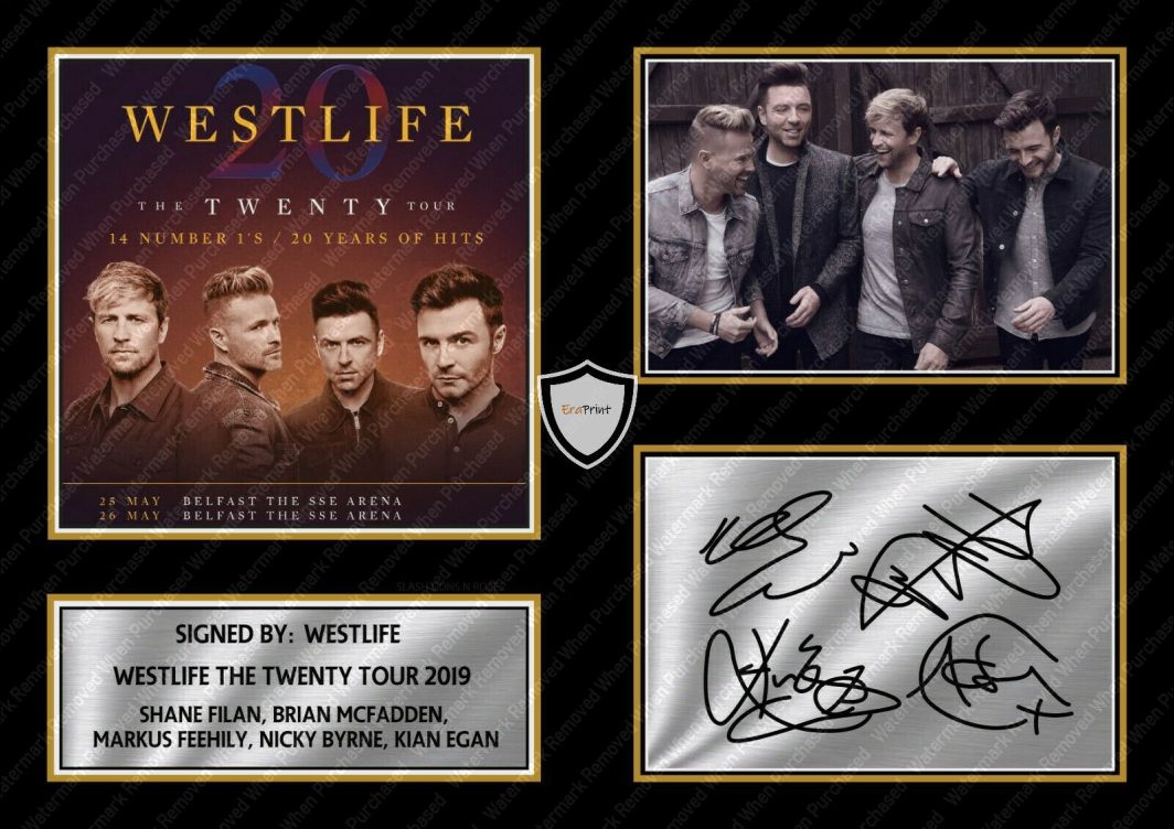 Westlife The Twenty Tour Signed A4 Photo Print Music Memorabilia Downloadable