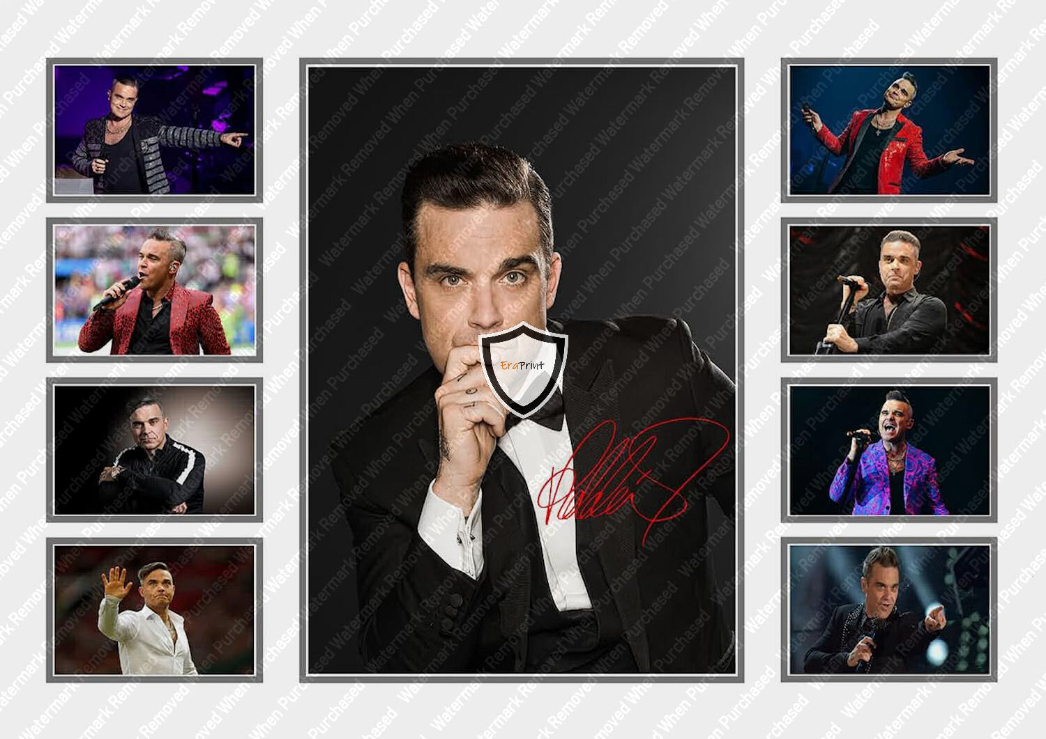 Robbie Williams Signed Framed Photo Instant Jpeg Download Design