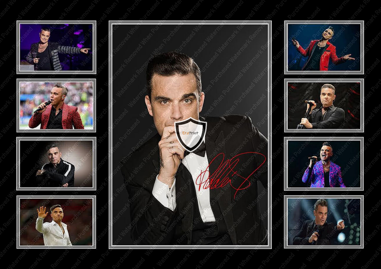 Robbie Williams Signed Framed Photo Instant Jpeg Download Design