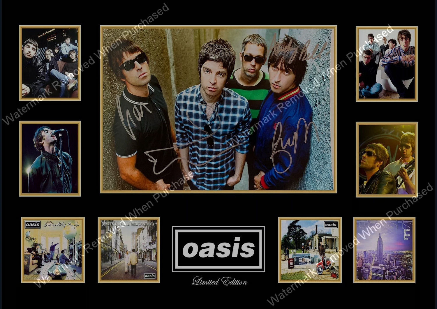 Oasis Signed Liam & Noel Gallagher Instant Jpeg Download For Home Self Printing