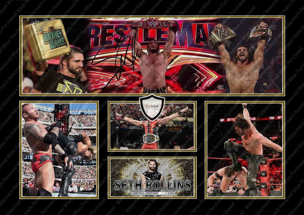 Seth Rollins WWE Signed A4 Photo Print Wrestling Memorabilia