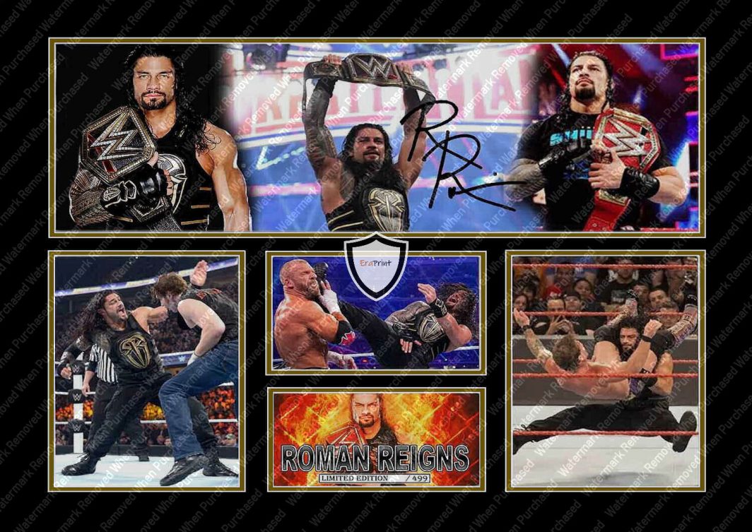 Roman Reigns WWE A4 Photo Print Autographed Wrestling Memorabilia