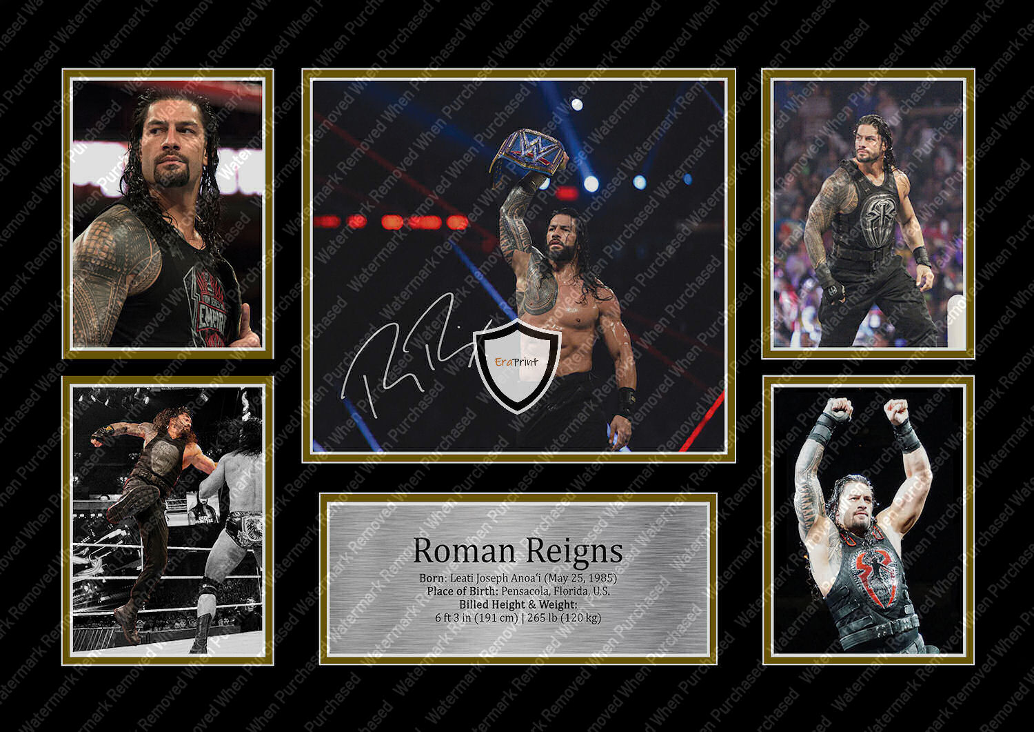 Roman Reigns Wrestling A4 Photo Print Signed Wrestling Memorabilia