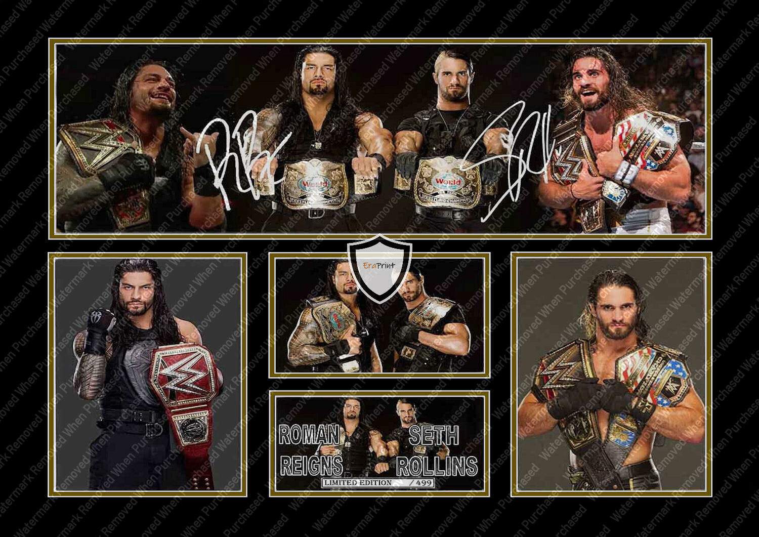Roman Reigns Seth Rollins WWE Photo Print Signed Wrestling Memorabilia