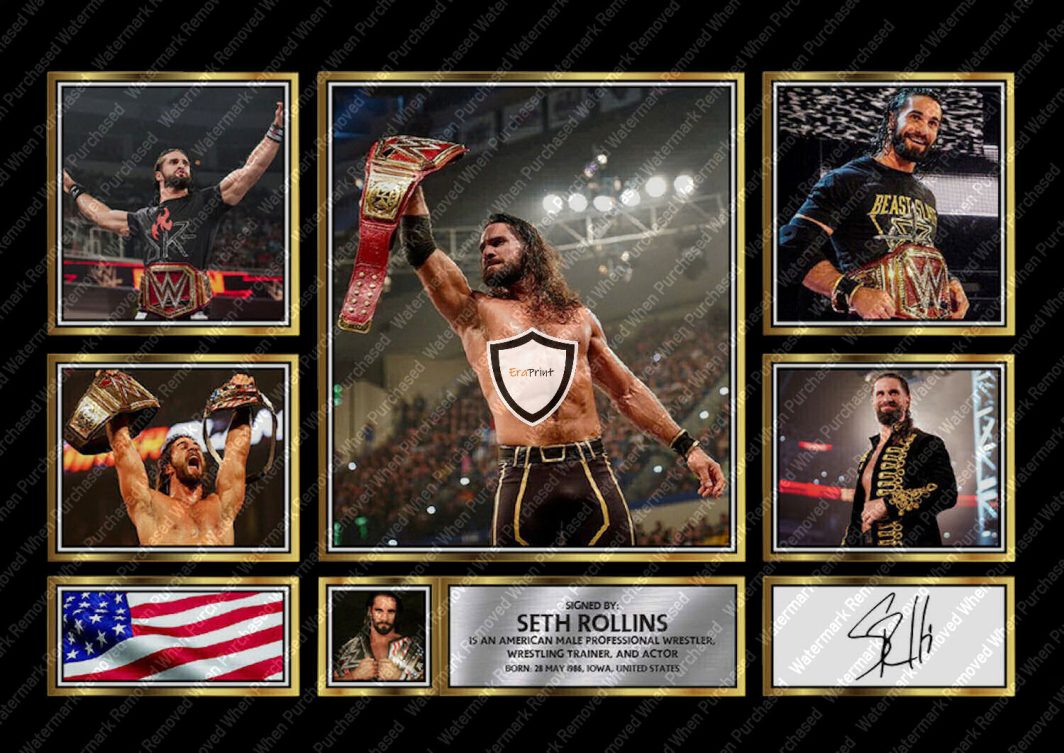 Seth Rollins WWE Signed Photo Print Wrestling Memorabilia