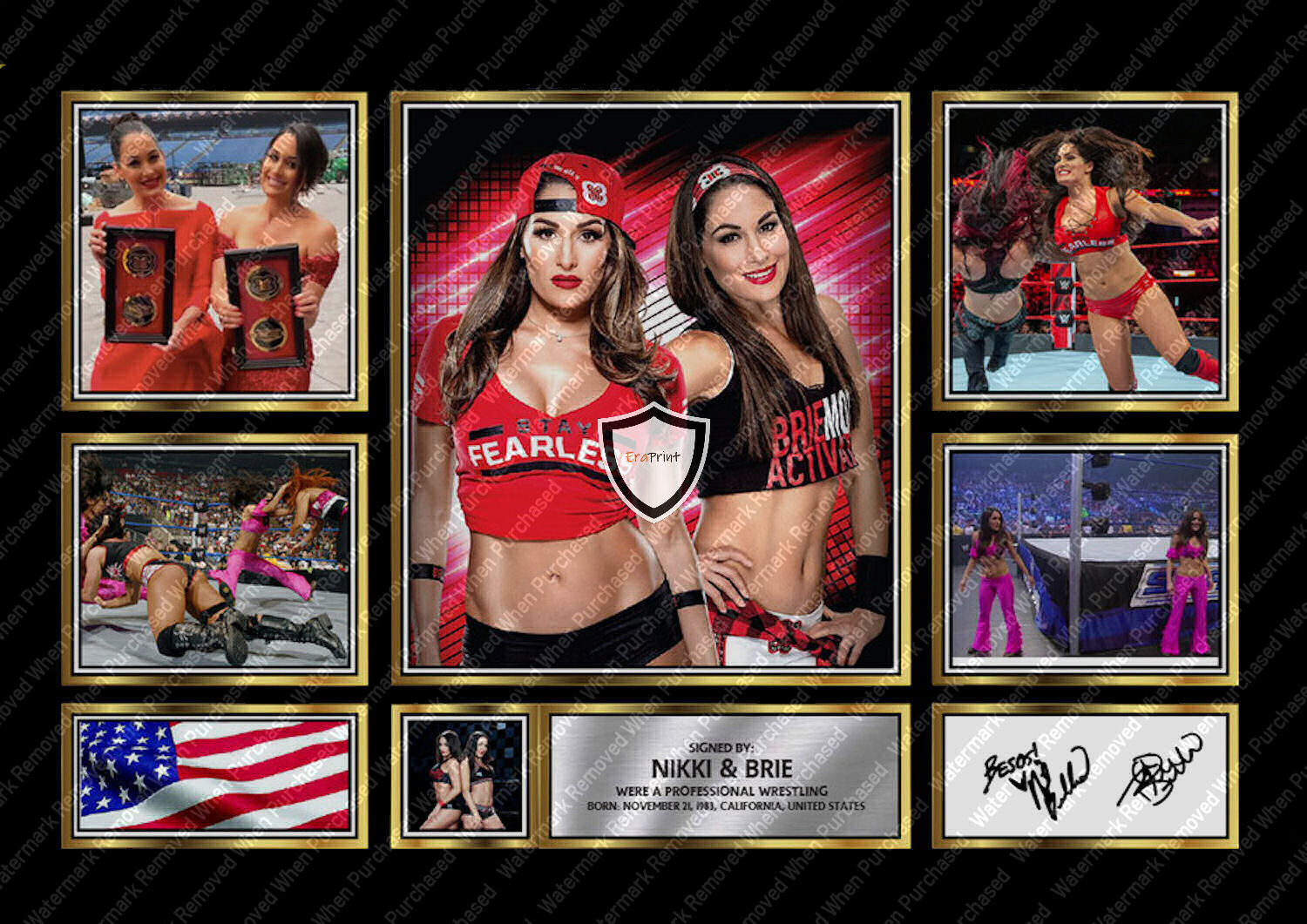 The Bella Twins Nikki And Brie Signed Wrestling Photo Print Jpg Download