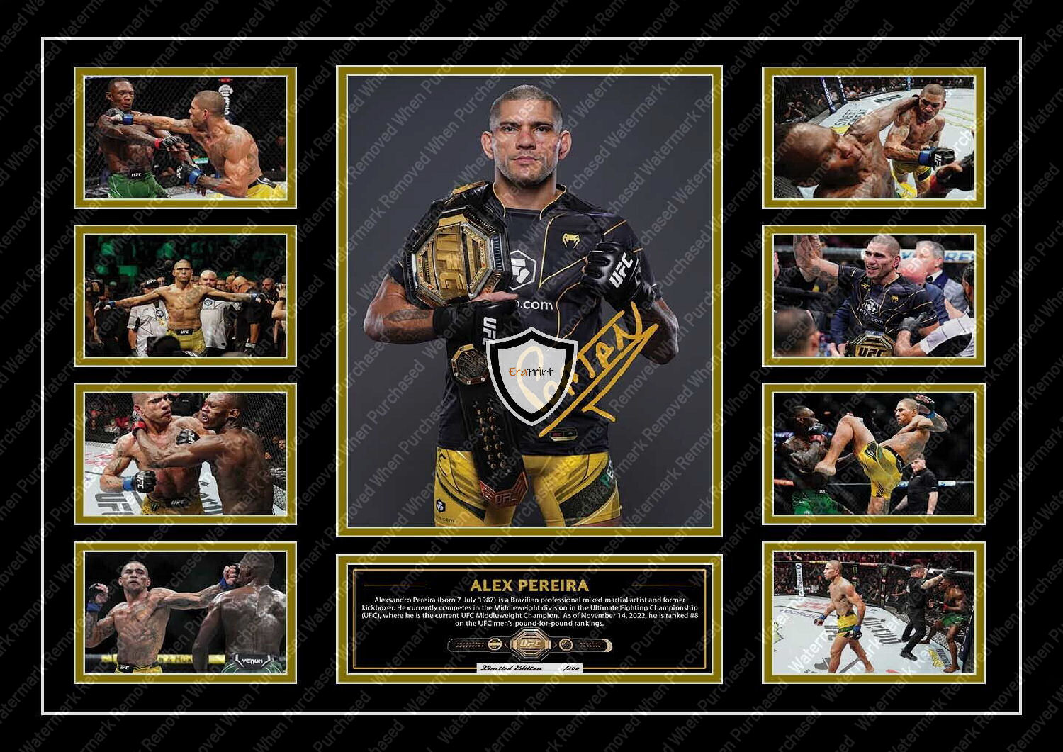 Alex Pereira Signed UFC Memorabilia Photo A4 Print Jpg Download