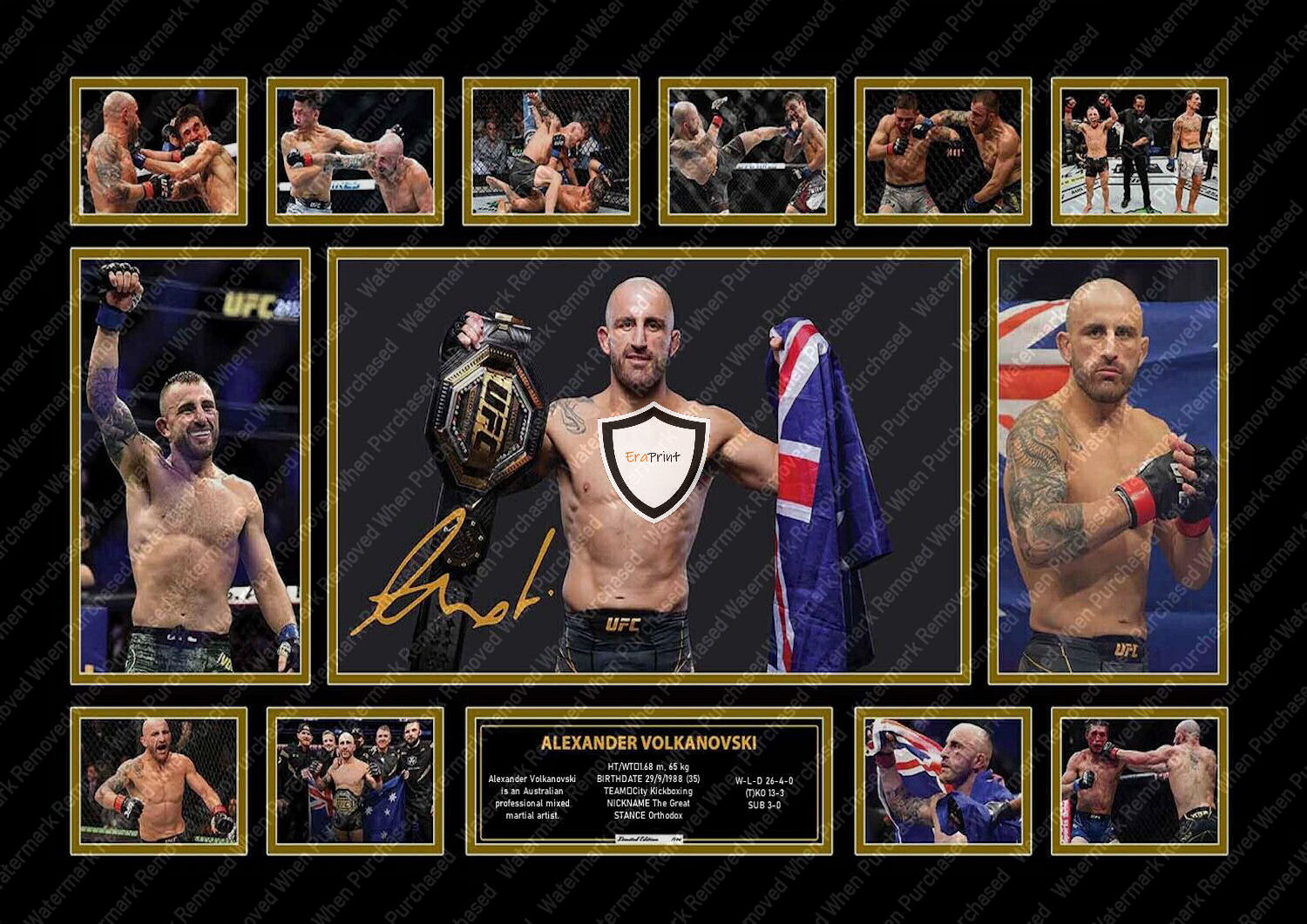 Alexander Volkanovski Signed UFC Memorabilia Photo A4 Print Jpg Download