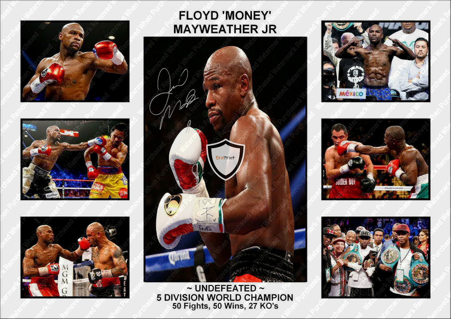 Floyd "Money" Mayweather JR Signed Boxing Photo Print