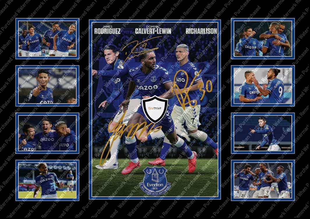 Everton F.C. Signed Rodriguez Richarlison Calvert-Lewin Downloadable Jpg