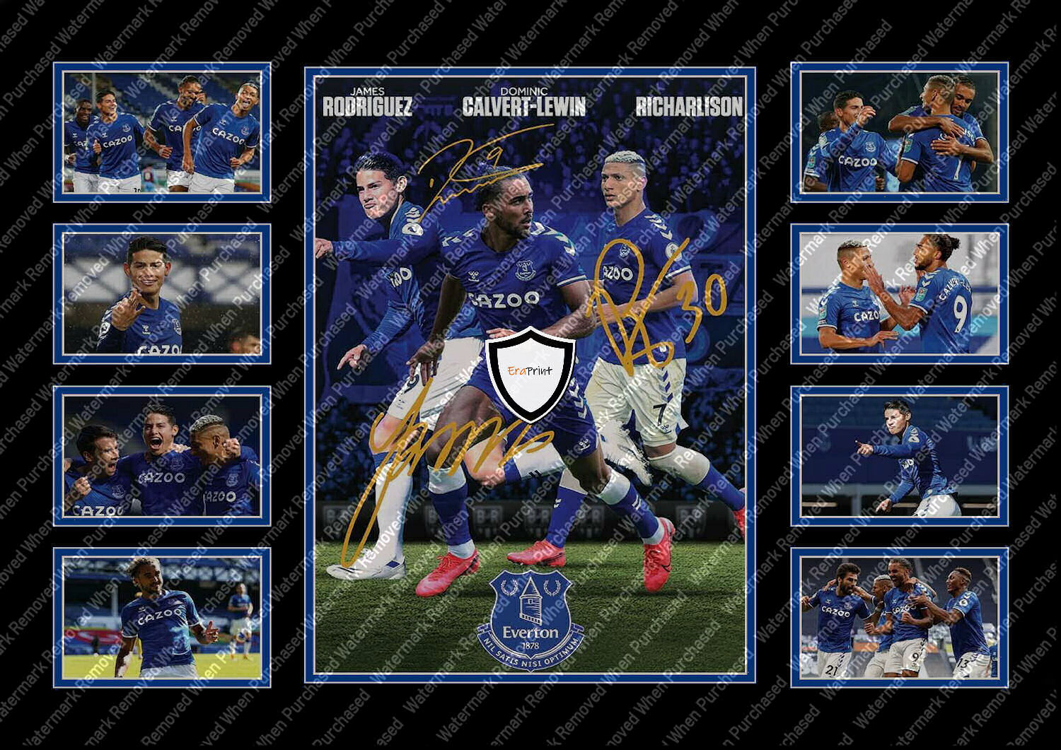 Everton F.C. Signed Rodriguez Richarlison Calvert-Lewin Downloadable Jpg