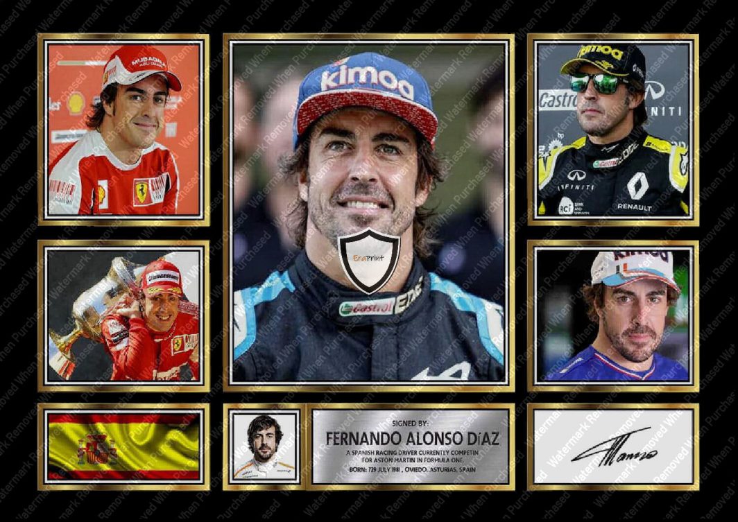 Fernando Alonso Two Time World Champion Signed Formula One JPG Instant Download