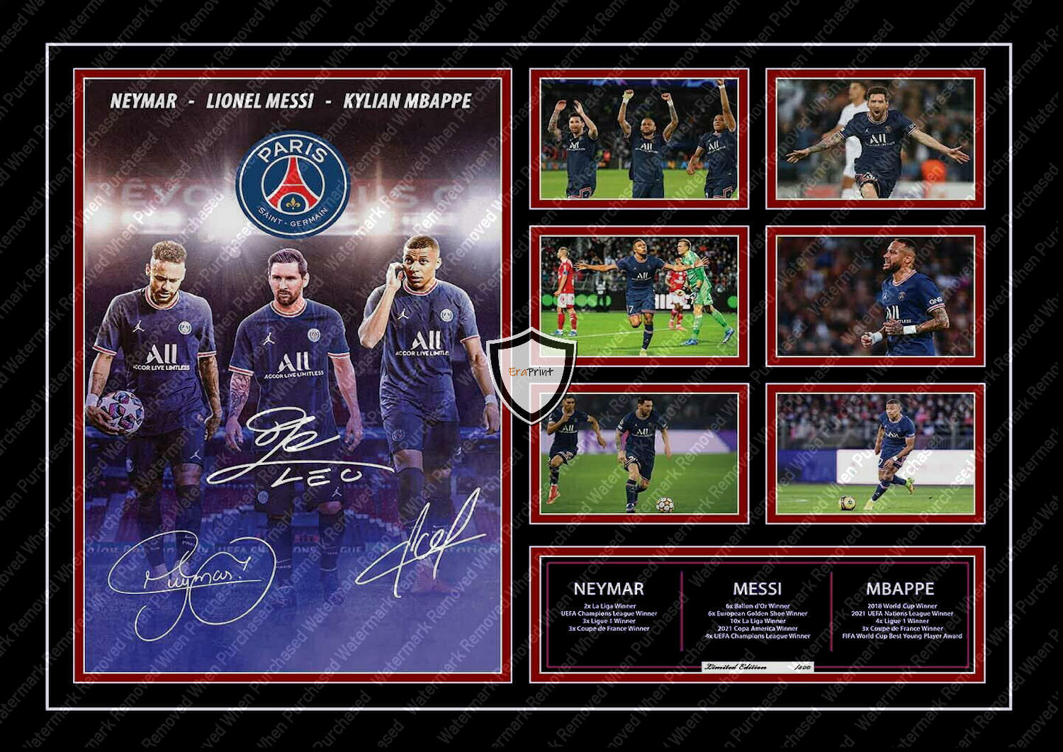 Messi Neymar Mbapee Signed Football Memorabilia Jpg Download