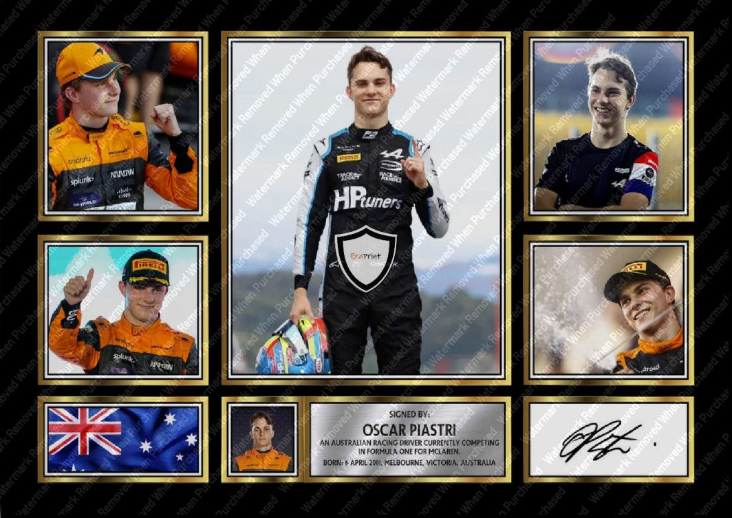 Oscar Jack Piastri Signed McLaren Formula One A4 Print JPG Instant Download