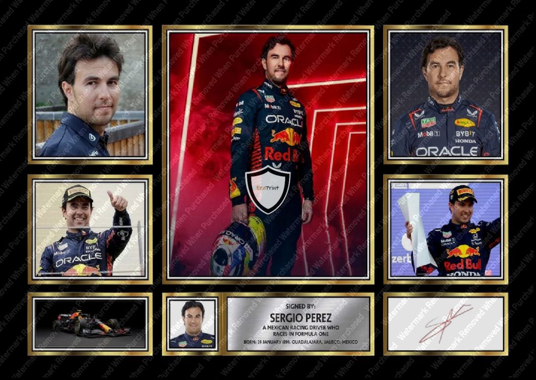 Sergio Perez Signed F1 Red Bull Racing A4 Print JPG Instant Download