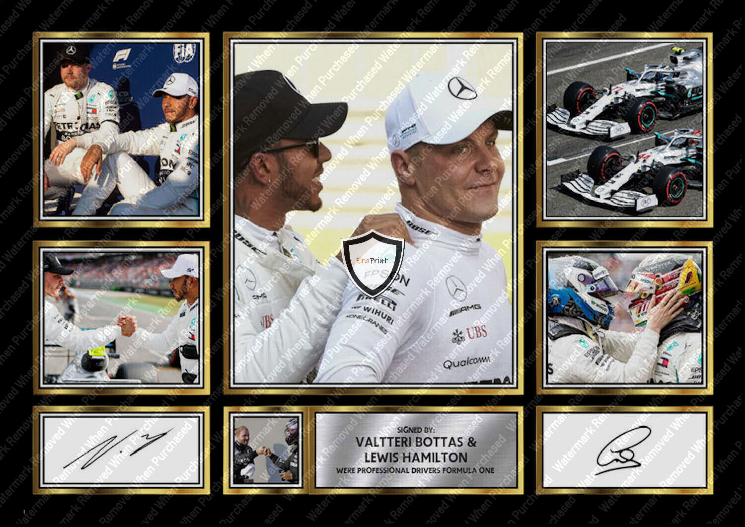 Lewis Hamilton & Valtteri Bottas Signed Mercedes AMG Petronas F1 Team JPG Instant Download