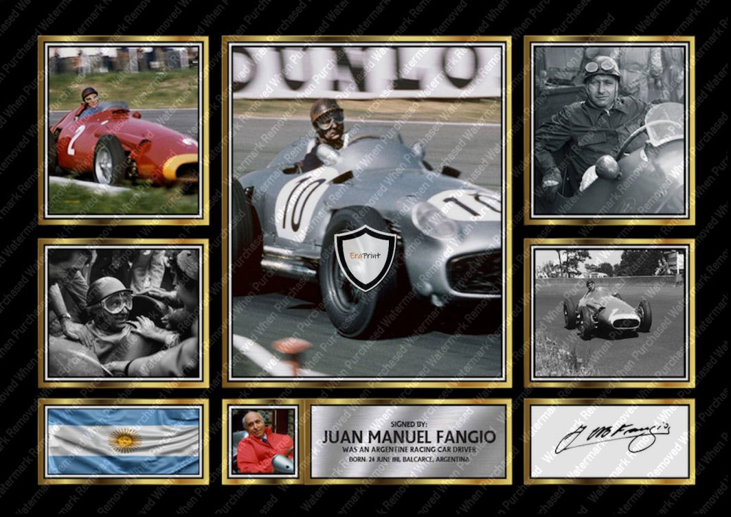 Juan Manuel Fangio Signed F1 A4 Print JPG Instant Download