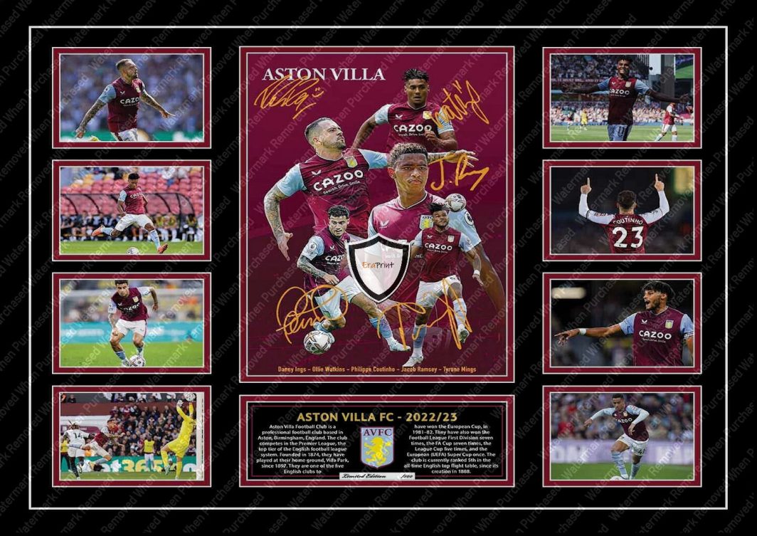 Aston Villa F.C. Signed Coutinho Watkins Ings Downloadable Jpg