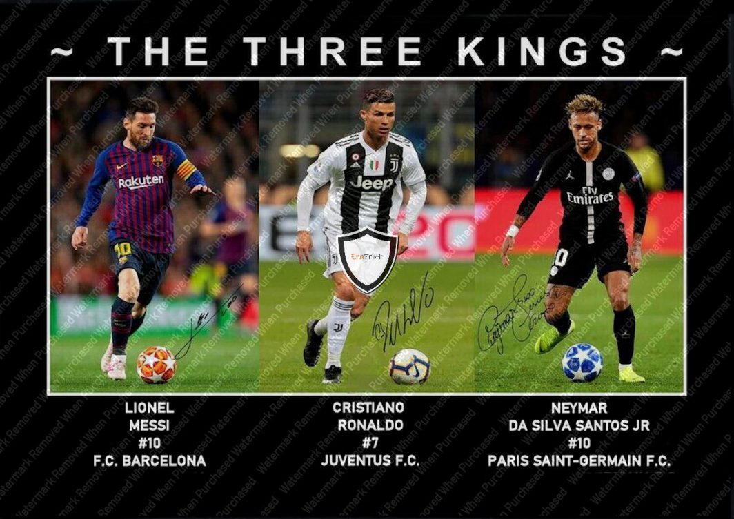 Christiano Ronaldo & Lional Messi Neymer Signed Football Memorabilia Jpg Download
