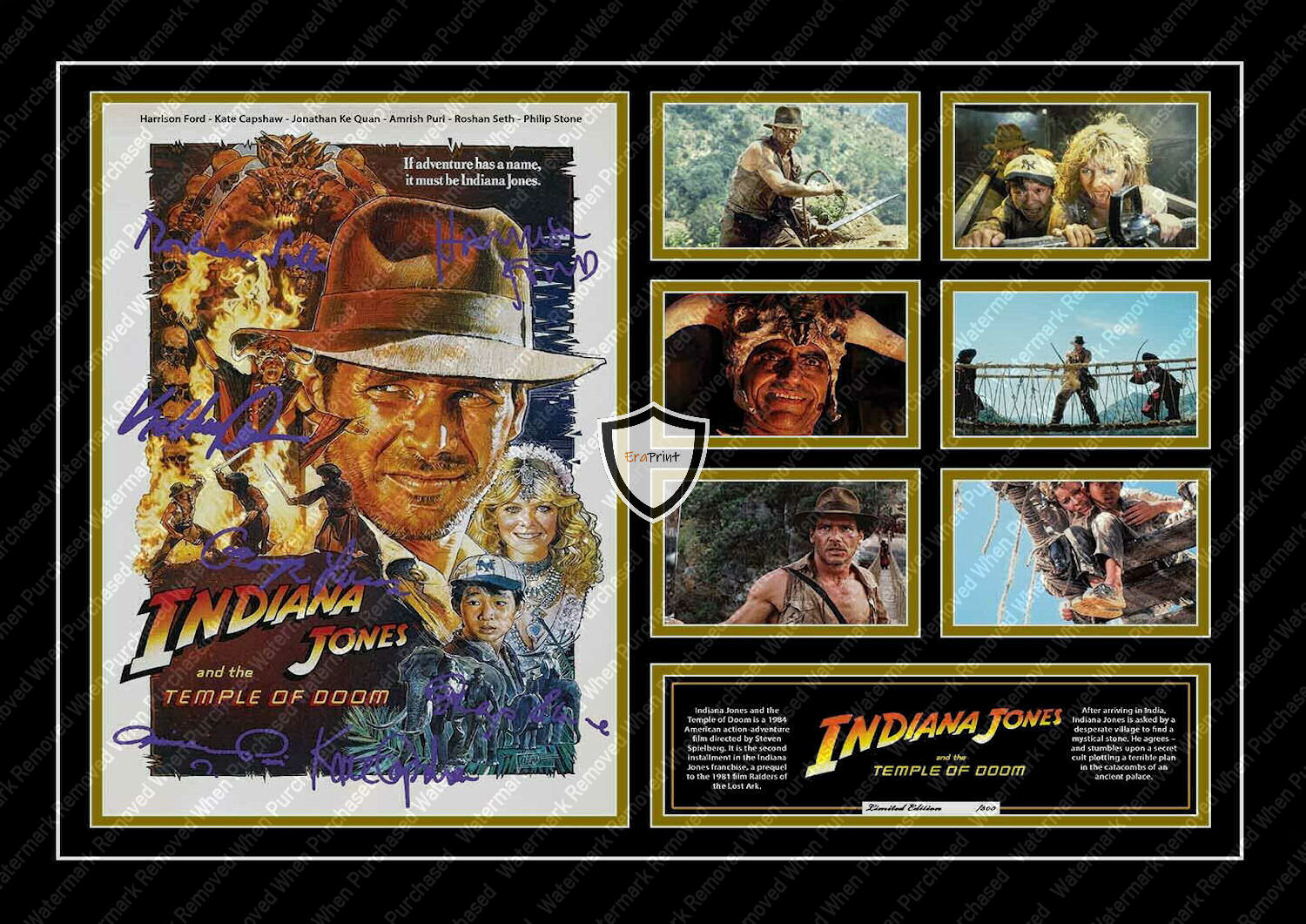 Indiana Jones Temple Of Doom (1984) Harrison Ford Signed Movie Memorabilia