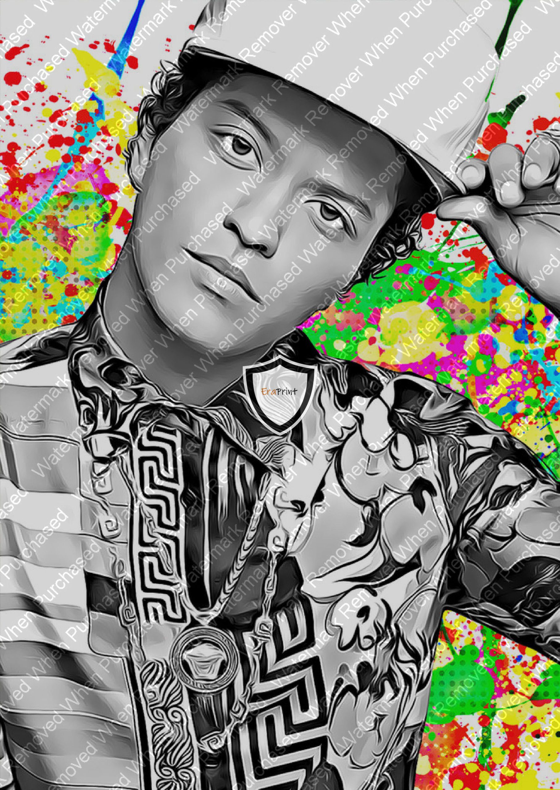 Bruno Mars Colourful Splatter Print Poster A4 A3 Photo Downloadable jpg