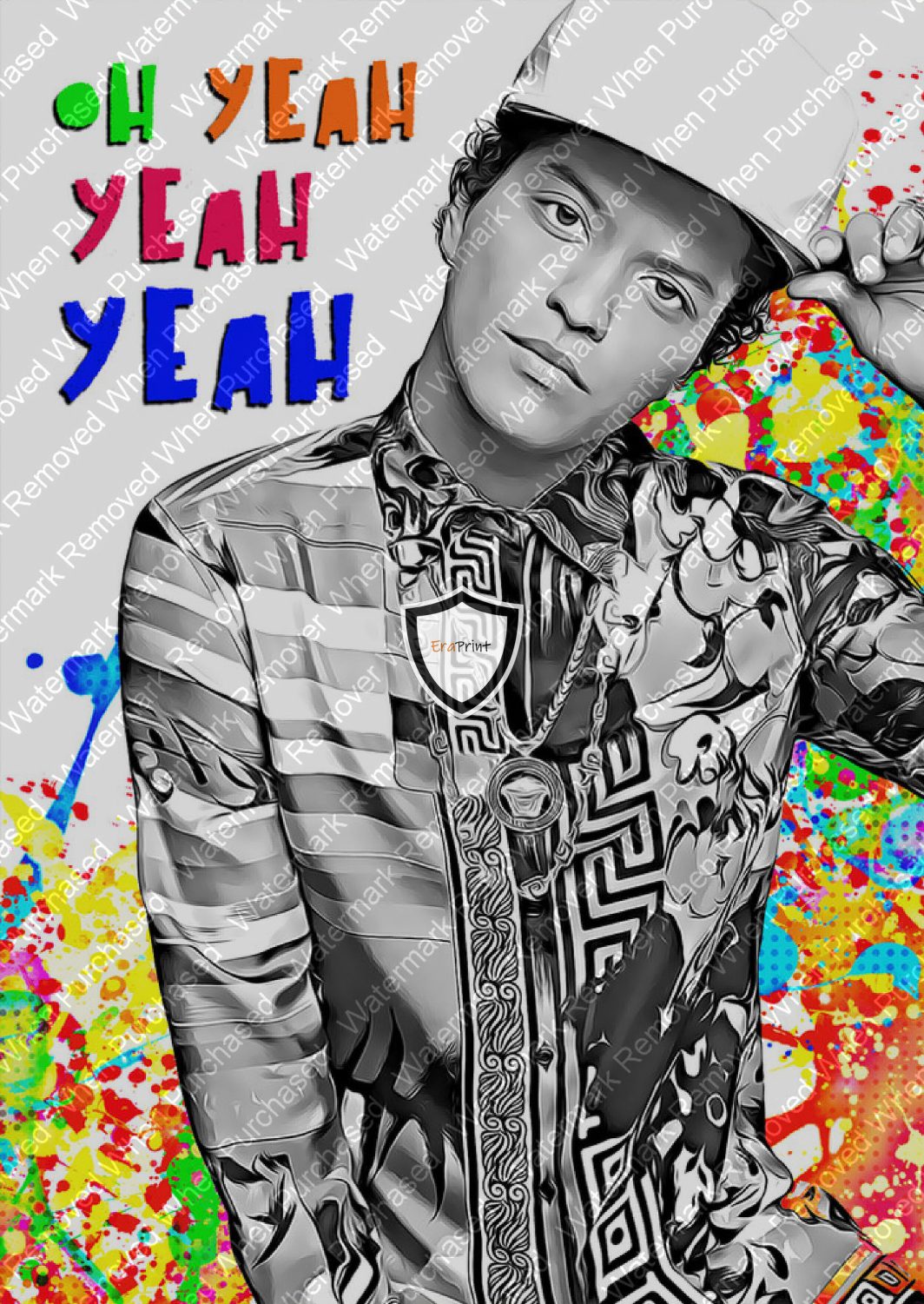 Bruno Mars Colourful Splatter Poster Print A4 A3 Photo Downloadable jpg